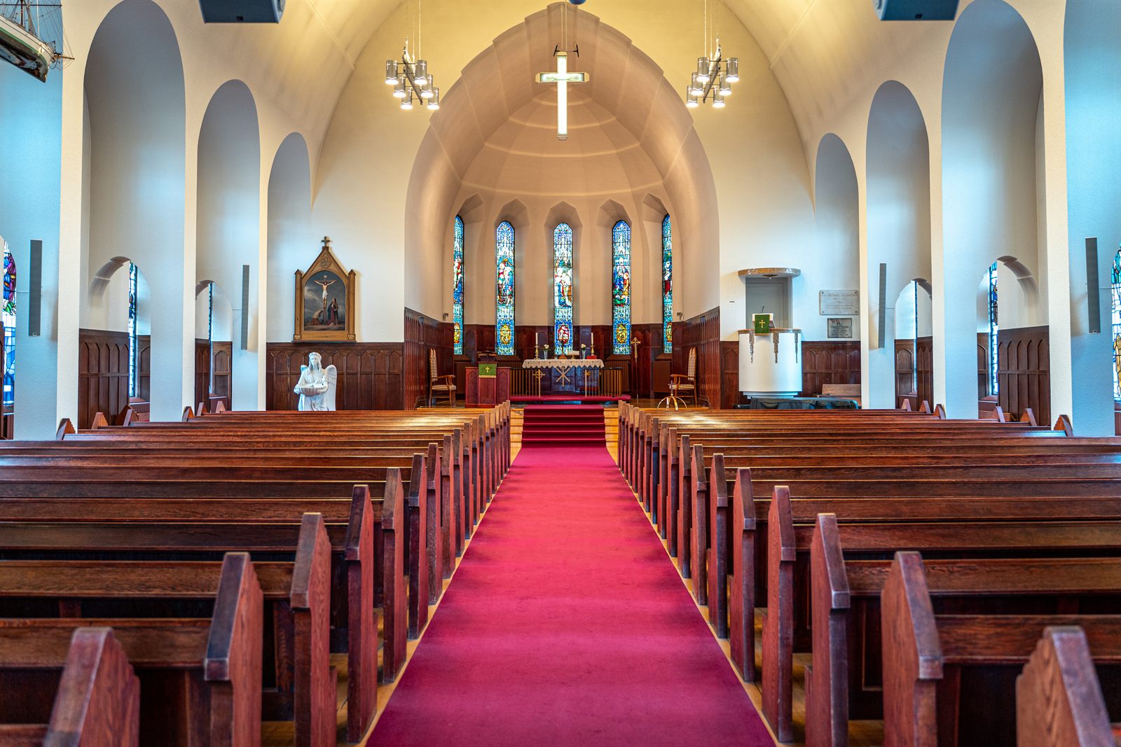 Clean church sanctuary maintained by K's Cleaning in Ore City, TX
