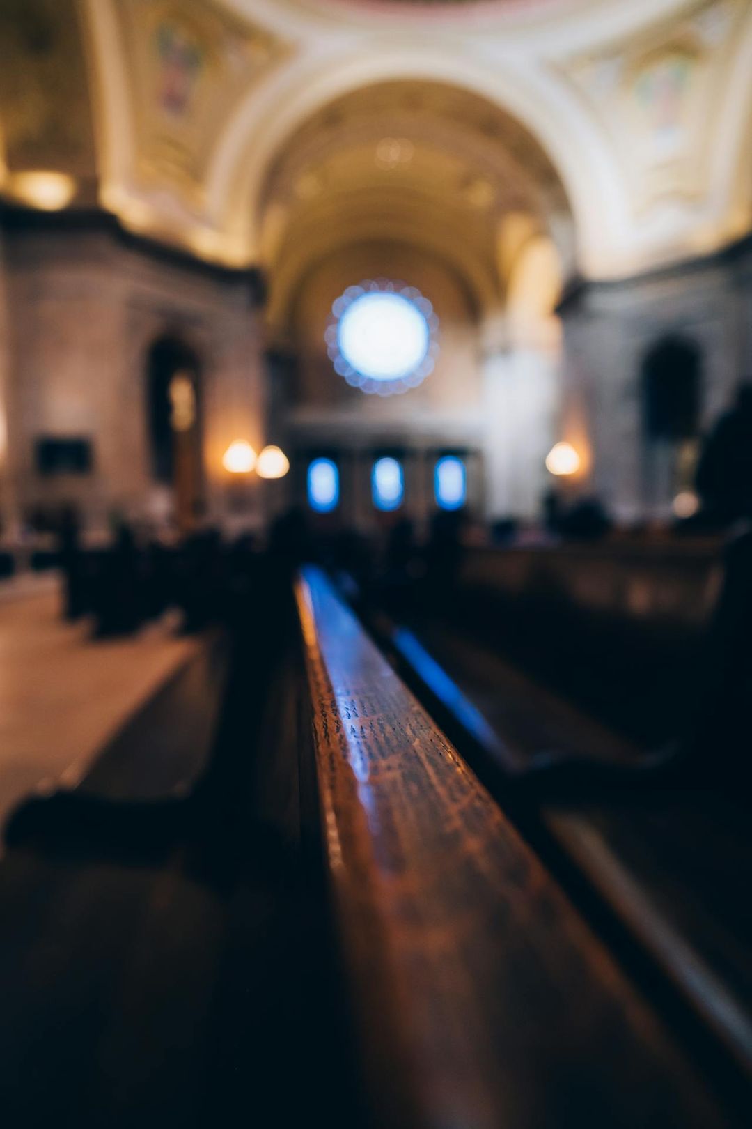 Church interior with seating and aisle