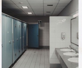 Spotless commercial restroom